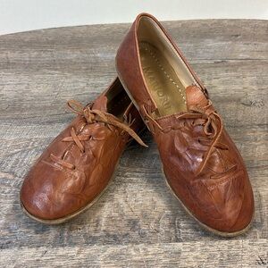 Vintage Marjorie Handmade Leather Woven Lace Up Flats Size 7